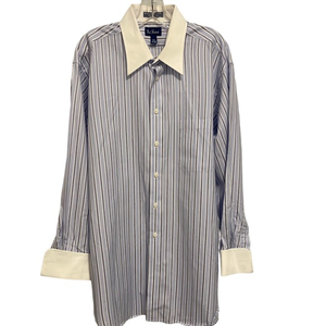Paul Fredrick 100% two-ply‎ Cotton Dobby Dress Shirt 17-33 Pre-owned